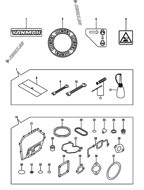  Инструменты, шильды и комплект прокладок двигателя Yanmar L70N6-GYCS2
