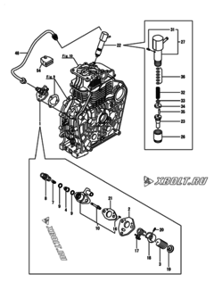  Двигатель Yanmar L100N6-GEYCS2, узел -  Топливный насос высокого давления (ТНВД) и форсунка 
