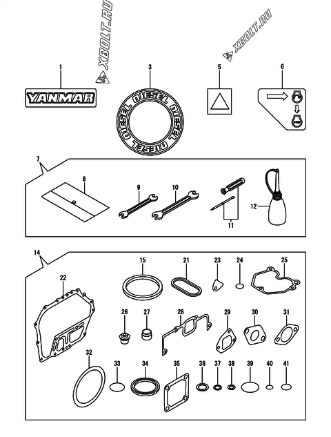  Инструменты, шильды и комплект прокладок двигателя Yanmar L100N6-GEYCS2