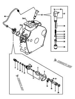  Двигатель Yanmar L48N6-PY2, узел -  Топливный насос высокого давления (ТНВД) и форсунка 