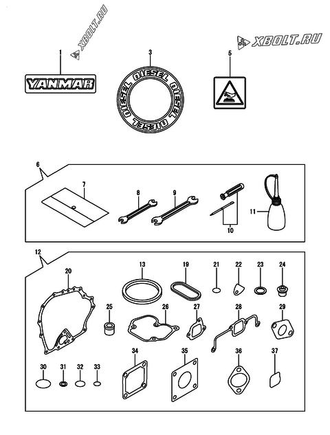  Инструменты, шильды и комплект прокладок двигателя Yanmar L48N6-PYT2