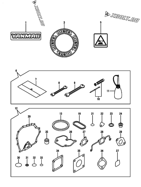  Инструменты, шильды и комплект прокладок двигателя Yanmar L48N6-PY2D2