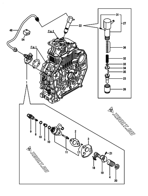  Топливный насос высокого давления (ТНВД) и форсунка двигателя Yanmar L70N6-PYT2