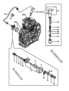  Двигатель Yanmar L70N6-PYT2, узел -  Топливный насос высокого давления (ТНВД) и форсунка 