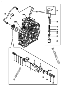  Двигатель Yanmar L70N6-PY2, узел -  Топливный насос высокого давления (ТНВД) и форсунка 