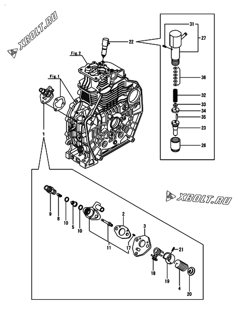  Топливный насос высокого давления (ТНВД) и форсунка двигателя Yanmar L70N6-PEYST2