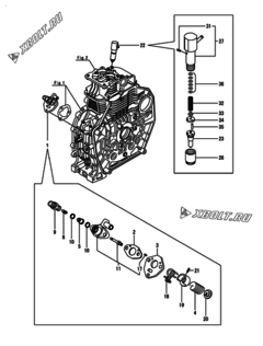  Двигатель Yanmar L70N6-PEYST2, узел -  Топливный насос высокого давления (ТНВД) и форсунка 