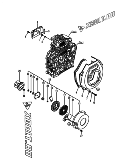  Двигатель Yanmar L100N6-PEYT2, узел -  Пусковое устройство 