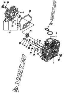  Двигатель Yanmar L100N6-GEHYS, узел -  Блок цилиндров 