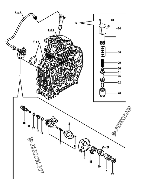  Топливный насос высокого давления (ТНВД) и форсунка двигателя Yanmar L70N5EF1C1EAAR