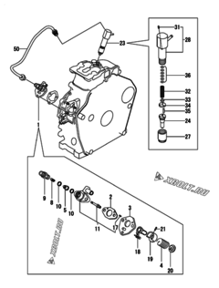  Двигатель Yanmar L48N5SJ1C1AARS, узел -  Топливный насос высокого давления (ТНВД) и форсунка 