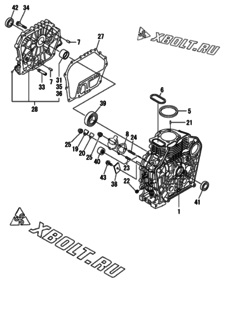  Двигатель Yanmar L100N2NJ7L2AASW, узел -  Блок цилиндров 