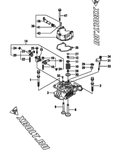 Двигатель Yanmar L100N6CA1T1AAMS, узел -  Головка блока цилиндров (ГБЦ) 