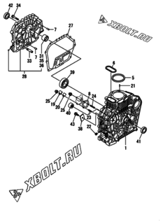  Двигатель Yanmar L100N6CJ9T1AACR, узел -  Блок цилиндров 