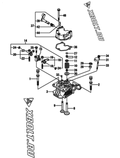 Двигатель Yanmar L100N6CJ9T1AACR, узел -  Головка блока цилиндров (ГБЦ) 