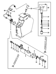  Двигатель Yanmar L100N5EL1C1HAPR, узел -  Топливный насос высокого давления (ТНВД) и форсунка 