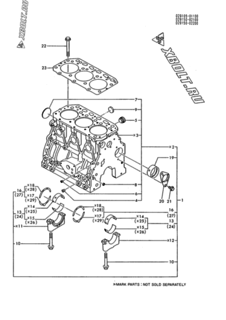  Двигатель Yanmar 3TN84E-FLA, узел -  Блок цилиндров 