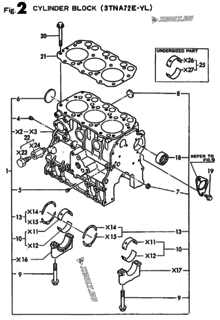  Двигатель Yanmar 3TNA72E-YL, узел -  Блок цилиндров 