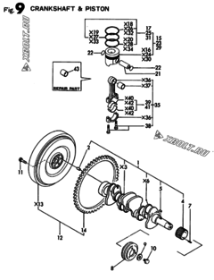  Двигатель Yanmar 4TN84TE-RNS, узел -  Коленвал и поршень 