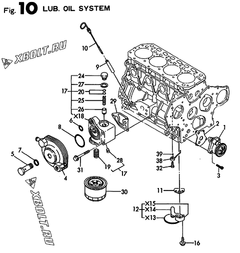  Система смазки двигателя Yanmar 4TN84TE-RNS
