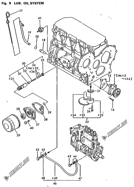  Система смазки двигателя Yanmar 4TNA78E-RDWF