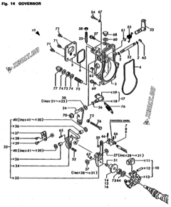  Двигатель Yanmar 4TNA78E-RDWF, узел -  Регулятор оборотов 