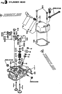  Двигатель Yanmar L60AE-DGMO, узел -  Головка блока цилиндров (ГБЦ) 