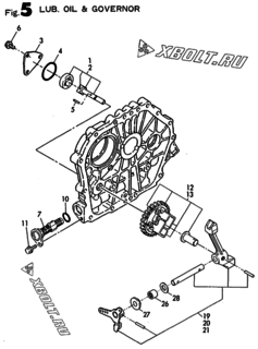  Двигатель Yanmar L90AE-DEGMO, узел -  Масляный насос и регулятор оборотов 