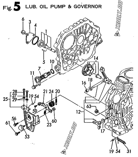  Масляный насос и регулятор оборотов двигателя Yanmar L90AE-DE