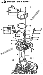  Двигатель Yanmar L90AE-DEPAC, узел -  Головка блока цилиндров (ГБЦ) 