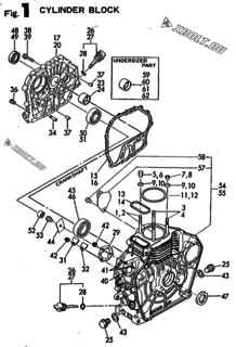  Двигатель Yanmar L60AE-DV, узел -  Блок цилиндров 