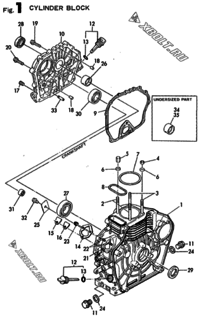  Двигатель Yanmar L40AE-DV(W), узел -  Блок цилиндров 