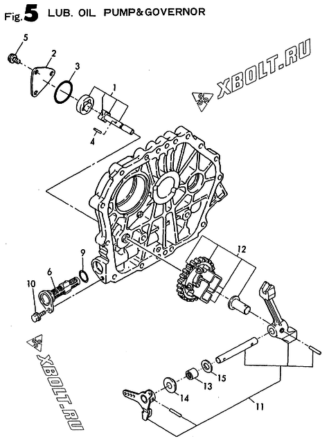  Масляный насос и регулятор оборотов двигателя Yanmar L40AE-DV(W)