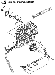  Двигатель Yanmar L40AE-DV(W), узел -  Масляный насос и регулятор оборотов 