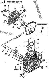  Двигатель Yanmar L40AE-DV, узел -  Блок цилиндров 