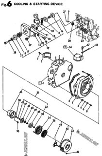 Двигатель Yanmar L40ARE-S, узел -  Пусковое устройство 