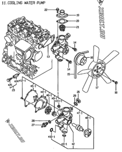  Двигатель Yanmar 3TNA72E-NC, узел -  Водяная помпа 