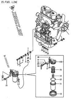  Двигатель Yanmar 3TNA72E-NC, узел -  Топливопровод 