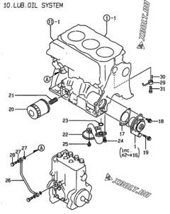  Двигатель Yanmar 3TN100E-DWS, узел -  Система смазки 