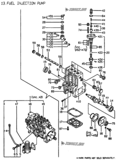  Двигатель Yanmar 3TN100E-DWS, узел -  Топливный насос высокого давления (ТНВД) 
