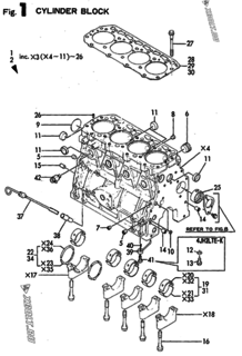  Двигатель Yanmar 4JH2LTE-K, узел -  Блок цилиндров 