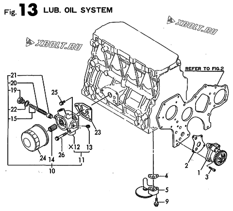  Система смазки двигателя Yanmar 4JH2LHTE-K