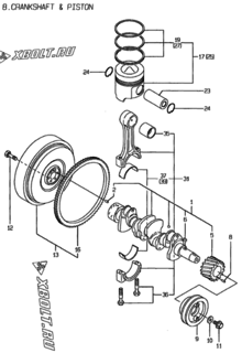  Двигатель Yanmar 4TN84E-RK, узел -  Коленвал и поршень 