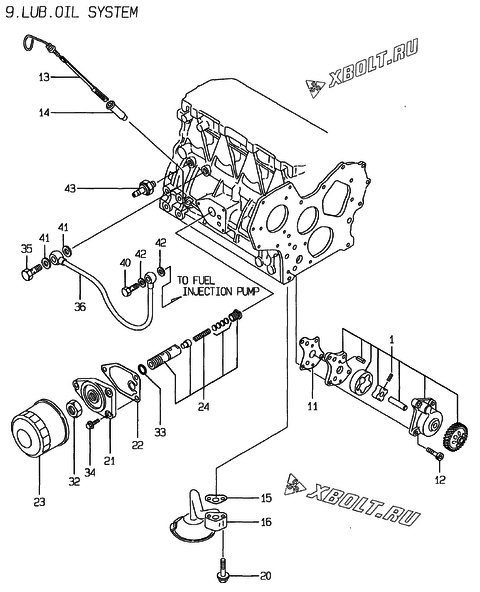  Система смазки двигателя Yanmar 4TN84E-RK
