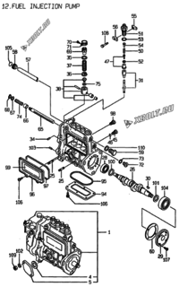  Двигатель Yanmar 4TN84E-RK, узел -  Топливный насос высокого давления (ТНВД) 