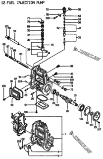  Двигатель Yanmar 3TN84E-RK, узел -  Топливный насос высокого давления (ТНВД) 