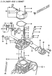  Двигатель Yanmar L40AE-DWK2, узел -  Головка блока цилиндров (ГБЦ) 