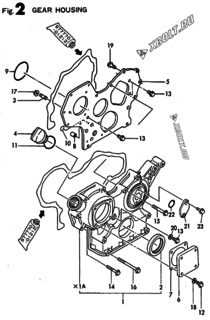  Двигатель Yanmar 3TNC78E-RK, узел -  Корпус редуктора 