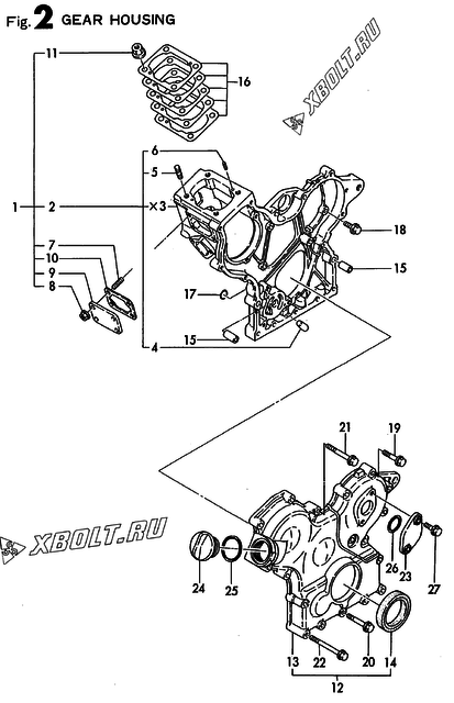  Корпус редуктора двигателя Yanmar 3TN66E-UAS