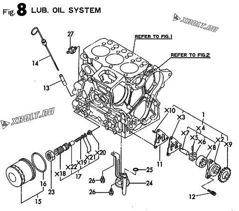  Система смазки двигателя Yanmar 3TN66E-UK